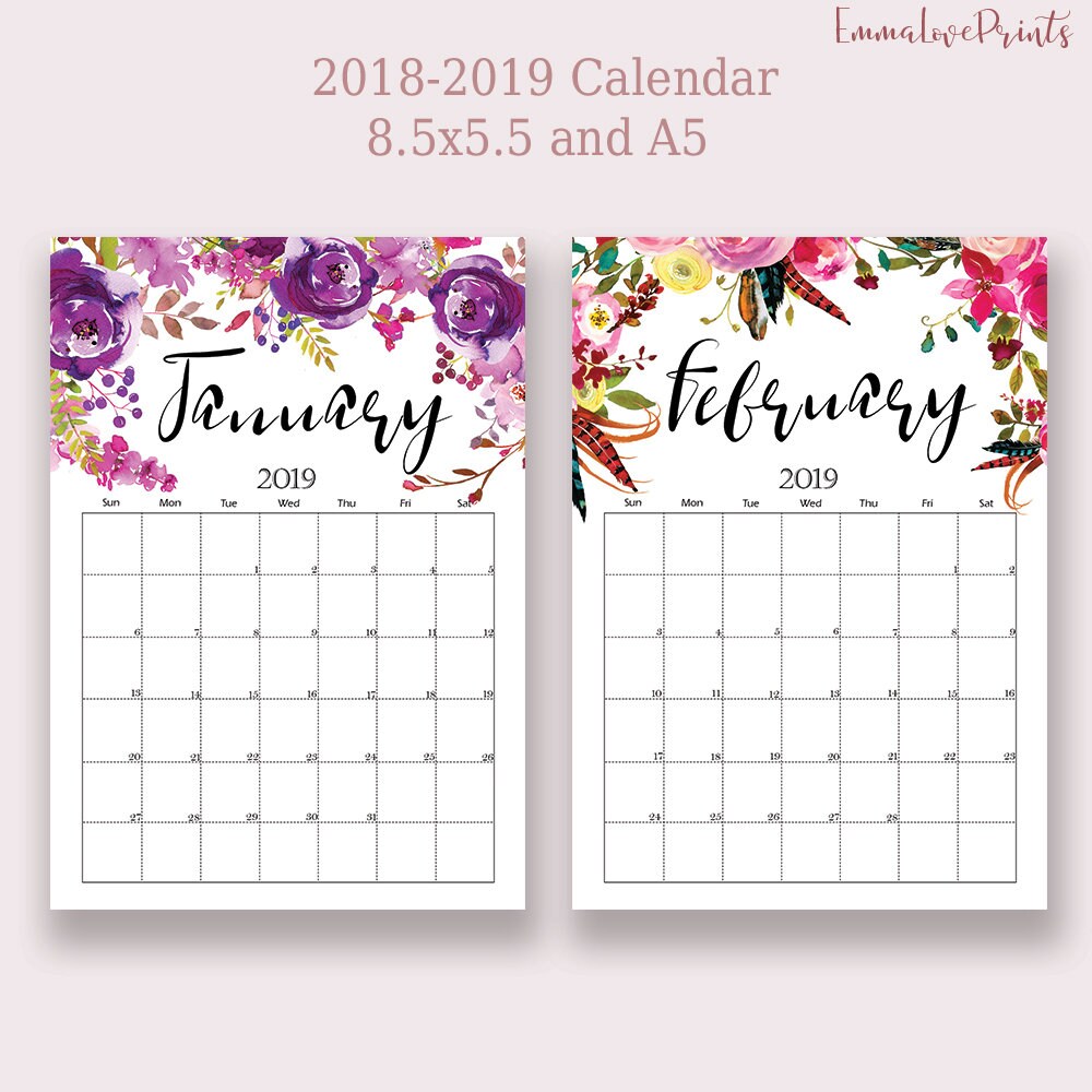 a5 planner inserts printable calendar 2018 2019 monthly planner wall a5 printable calendar