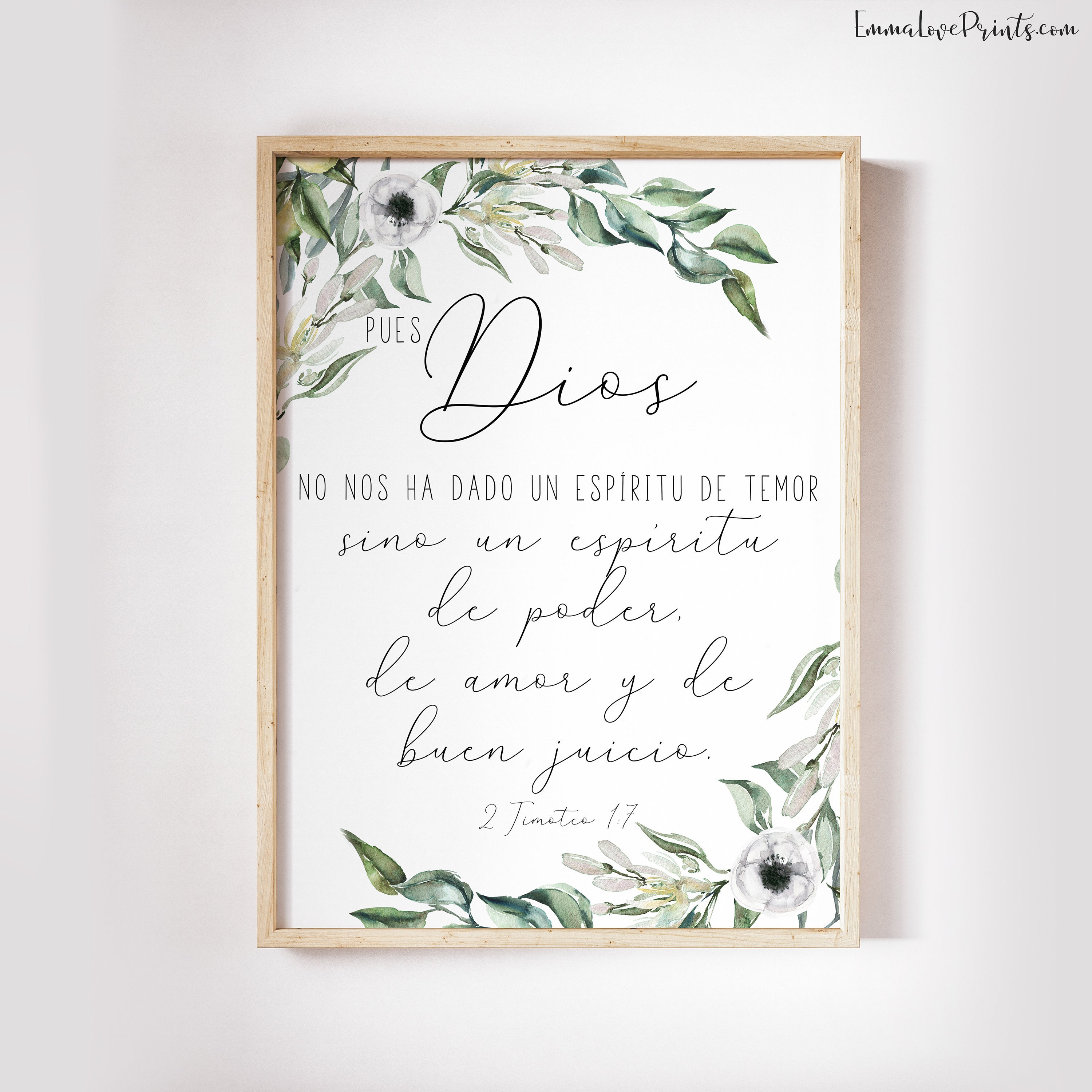 Spanish Bible Verse Prints 2 Timothy 1 7 Printable Scripture - Etsy España