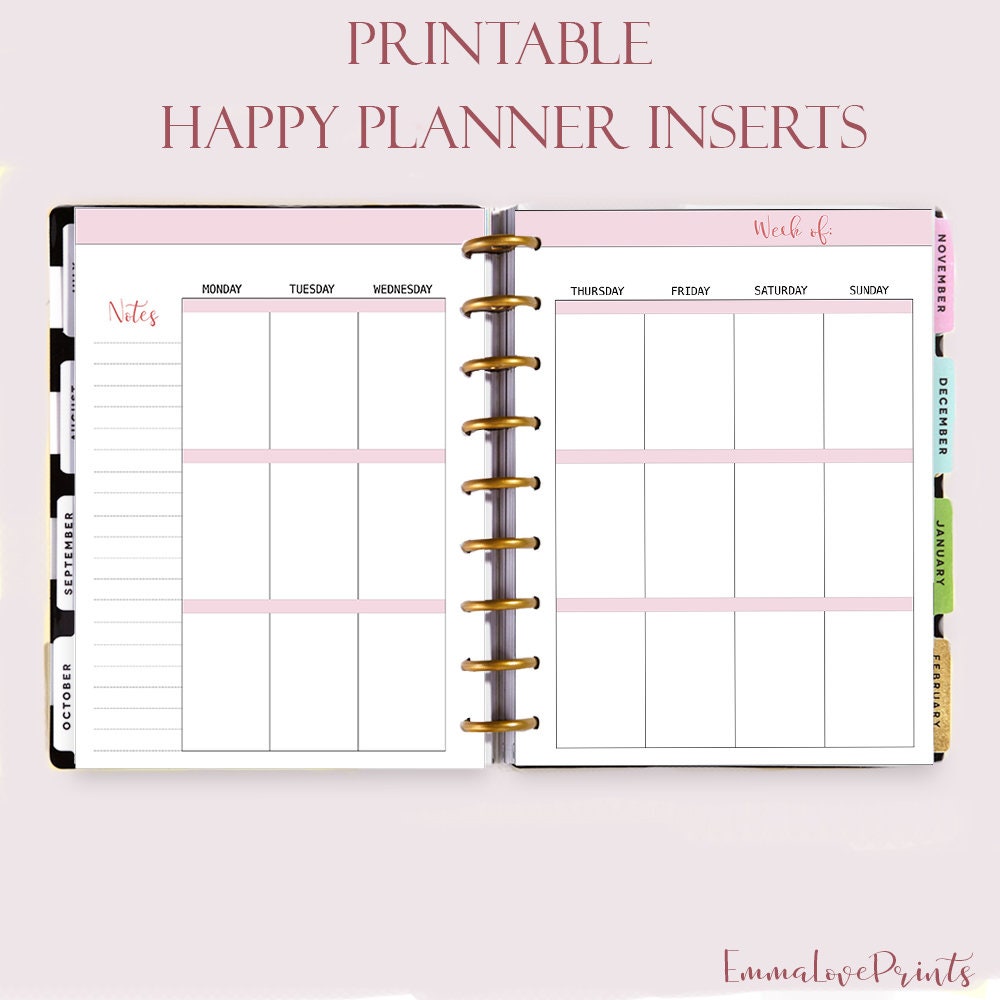 Free Happy Planner Printable Inserts