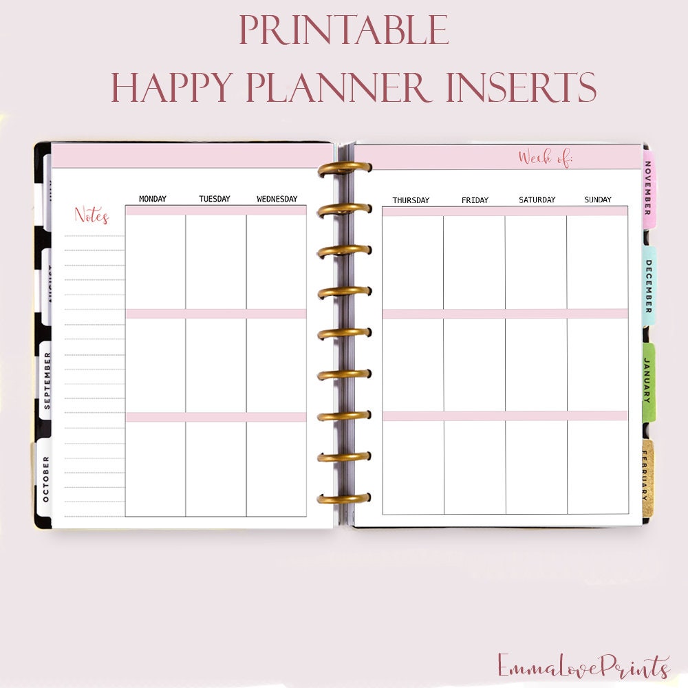 Free Happy Planner Printable Inserts