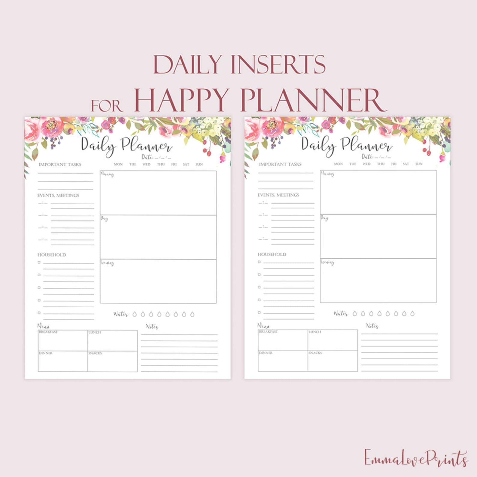 Daily Planner Printable for Happy Planner Inserts Daily | Etsy