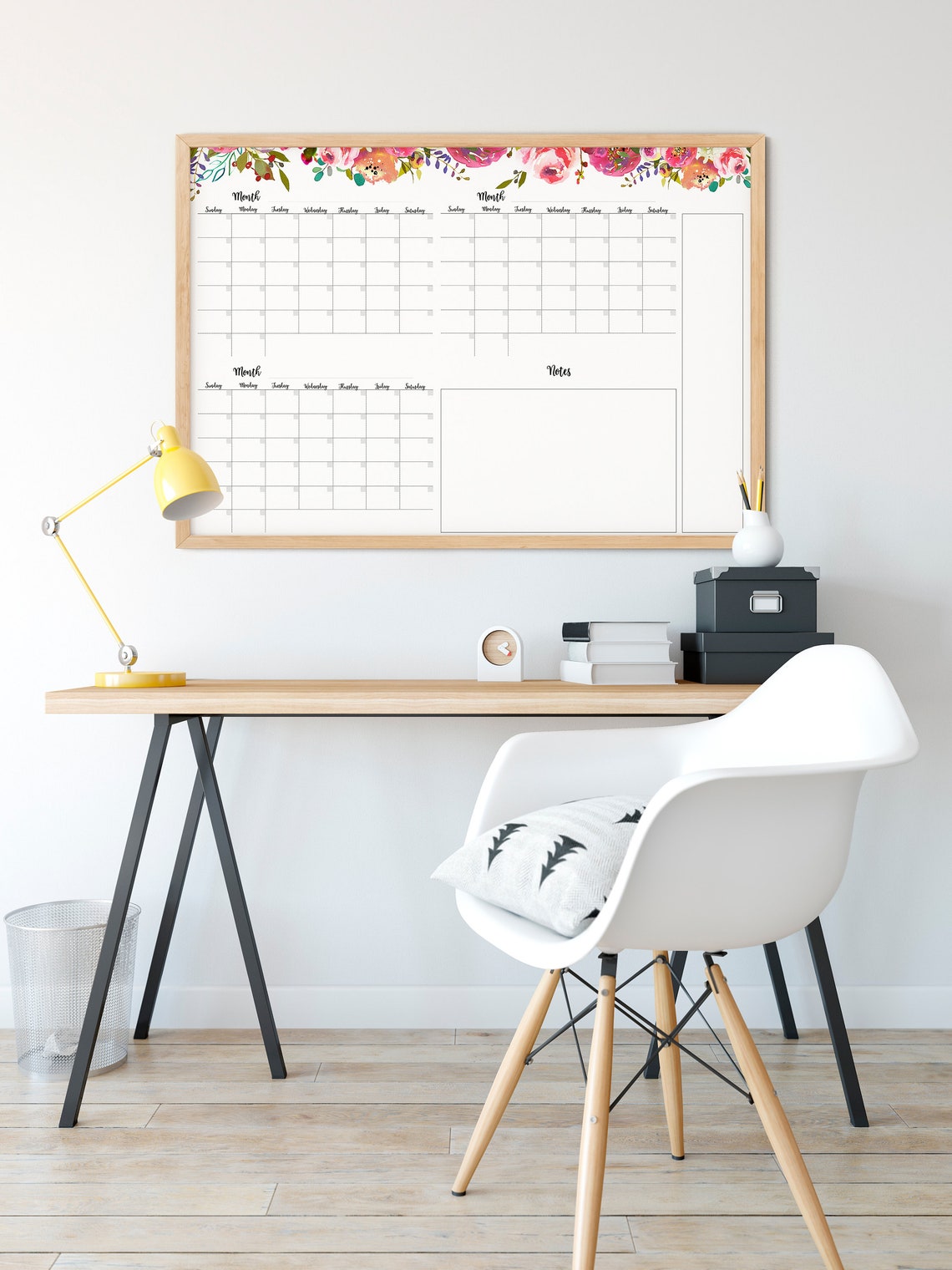 Large Wall Calendar 36 X 24 Undated Floral Calendar Etsy