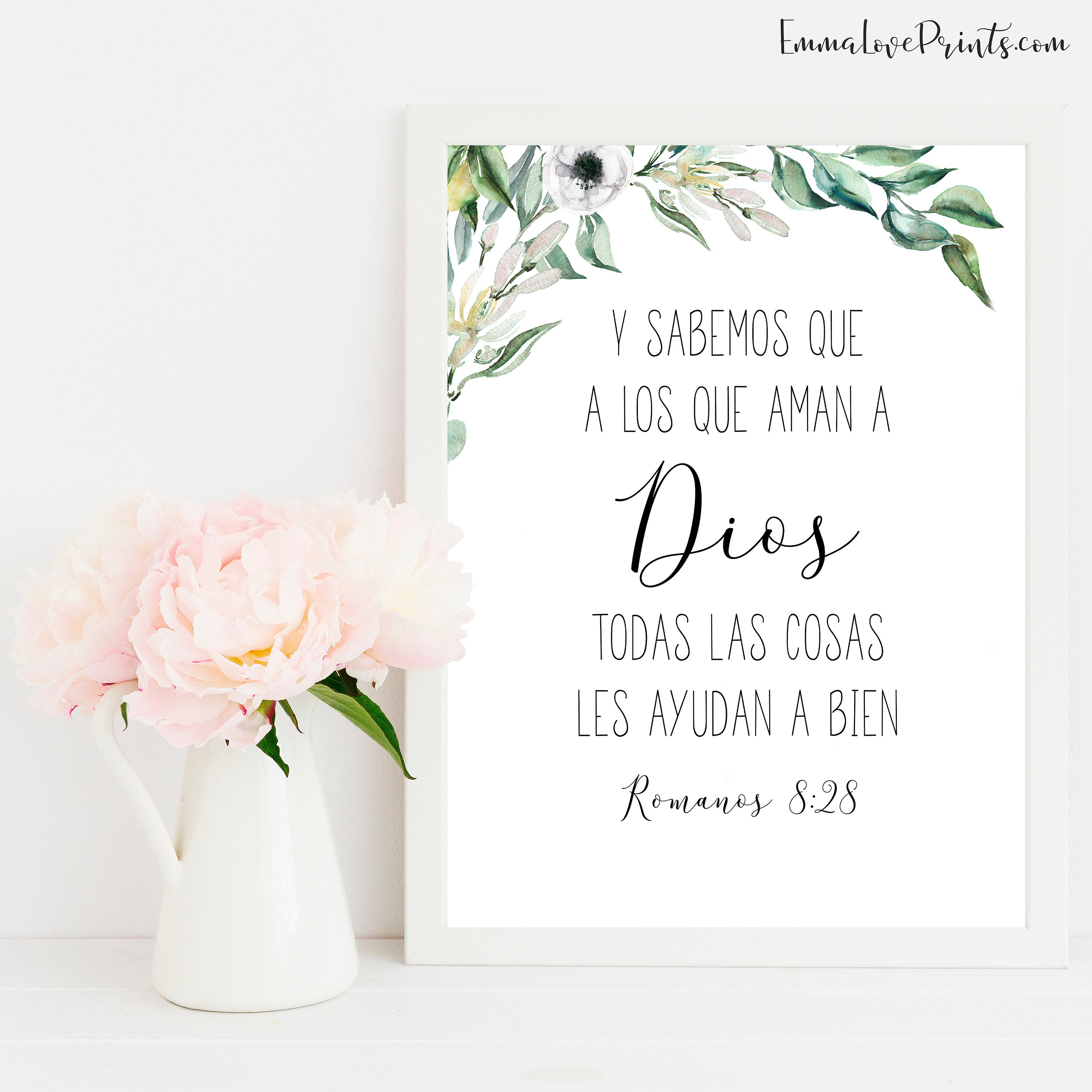 Spanish Bible Verse Prints Romans 8 28 Printable Scripture | Etsy España