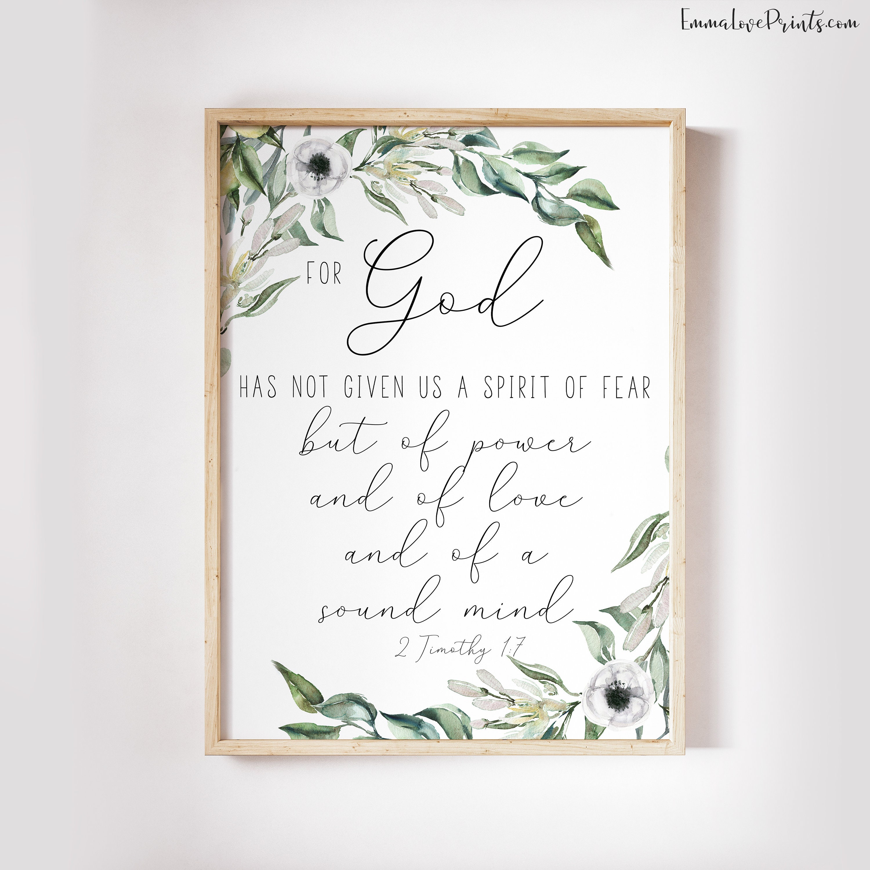 2 Timothy 1 7 Christian Wall art Bible Verse Prints Etsy.de