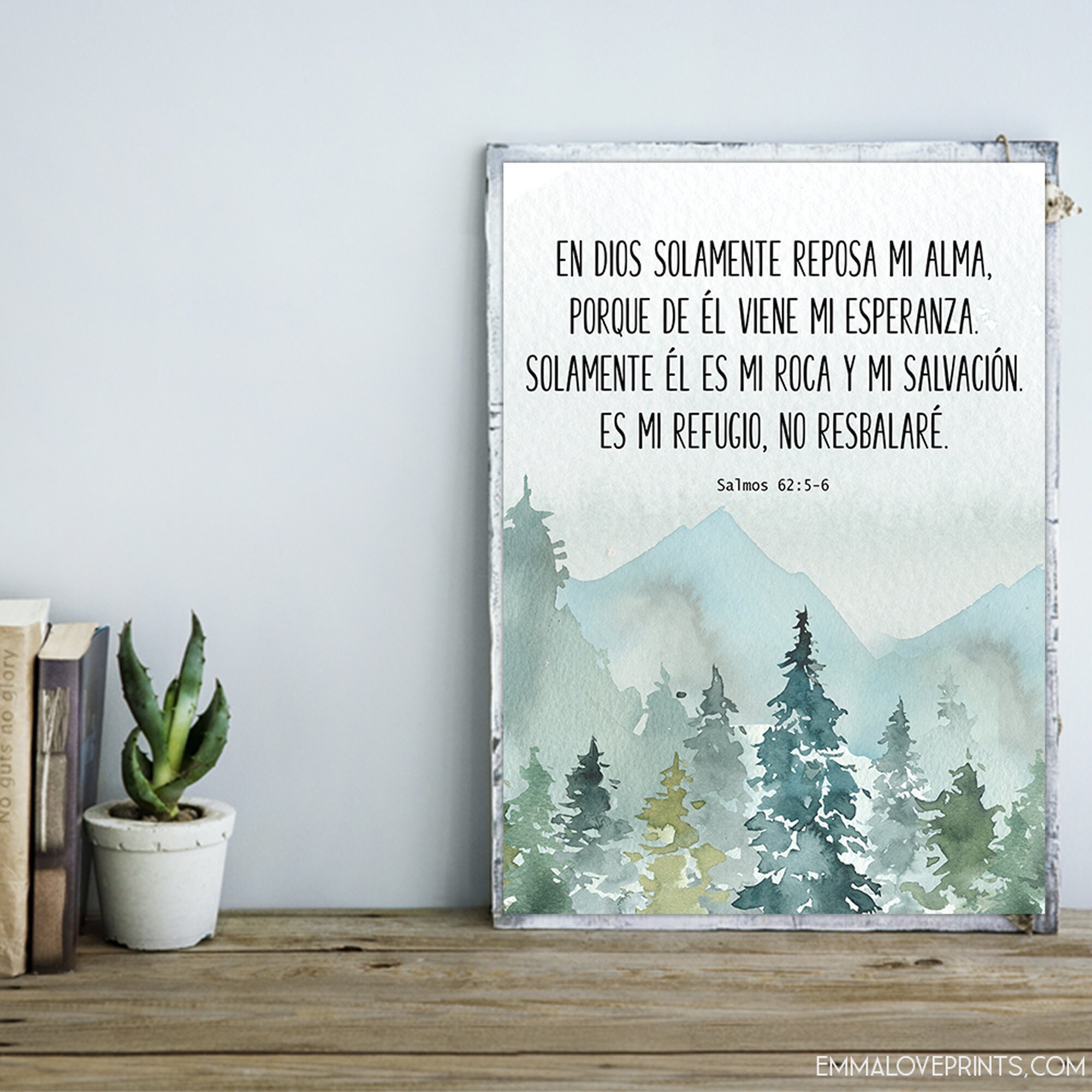 Spanish Print, Bible Verse Print, Spanish Wall Art Print, Psalm 62 My