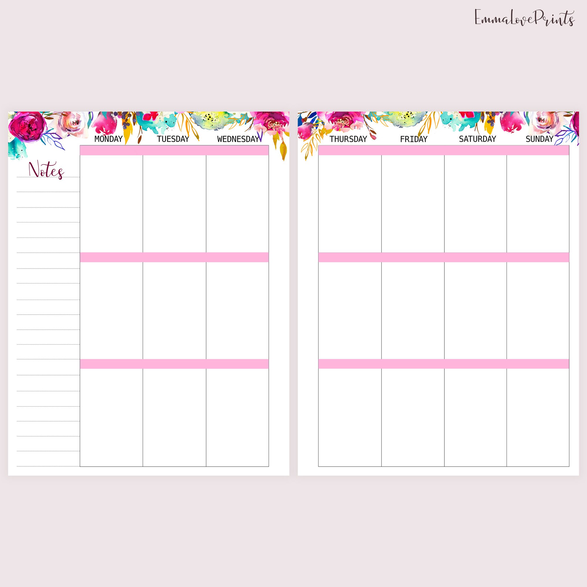 weekly agenda weekly planner pages printable to do list made to fit
