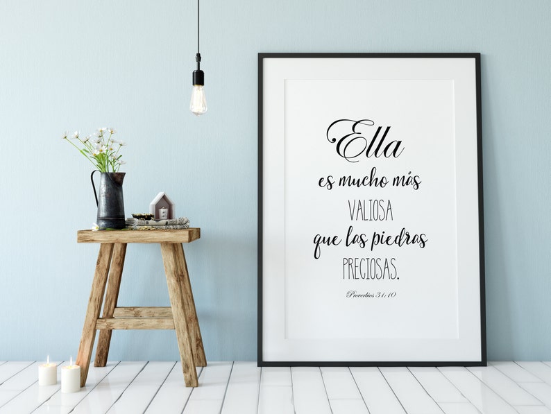 Spanish Wall Art Bible Verse Prints She Is Far More Precious | Etsy
