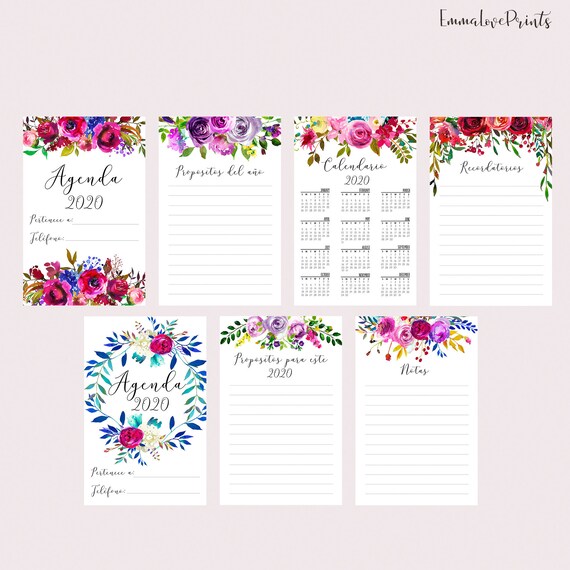 Monthly Planner Agenda Planner Floral Spanish Printable Etsy