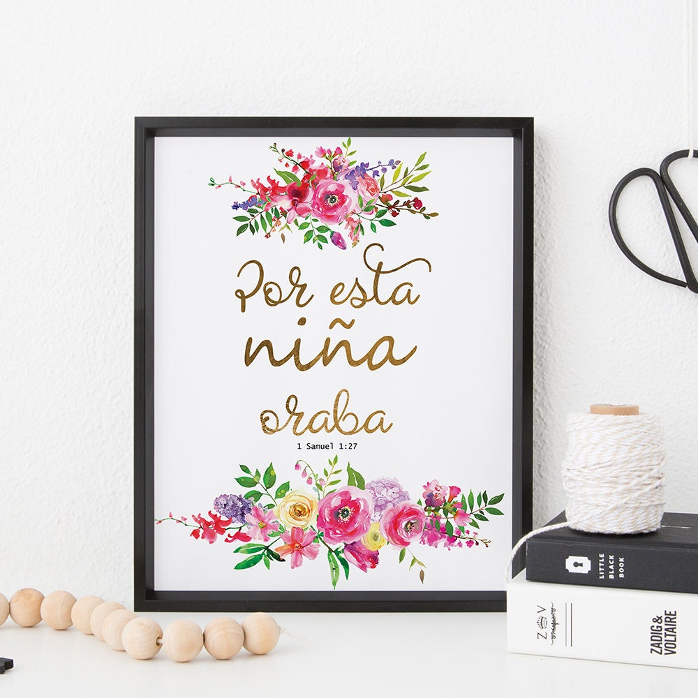 For This Child We Have Prayed, Bible Verse Prints, Spanish Bible Verse, Spanish Print