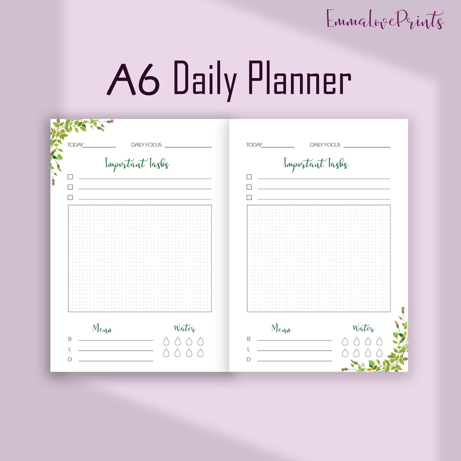 Daily planner a6 a6 planner inserts a6 tn inserts daily planner