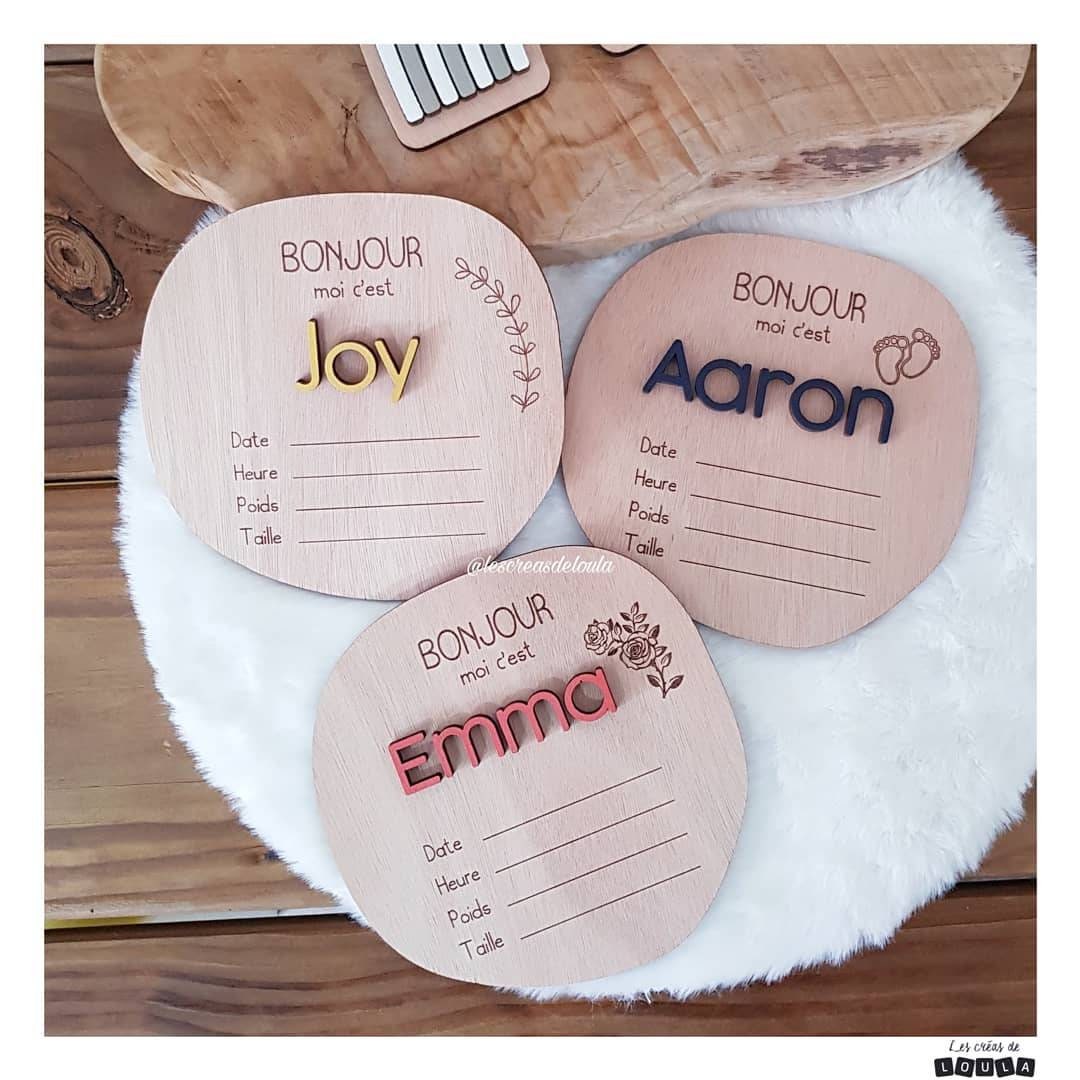 Carte Naissance, Plaque Prénom Les Créas de Loula