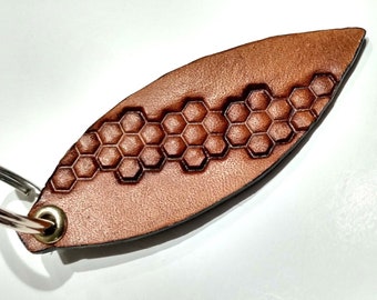 Leather Honeycomb Keychain, Ready to Ship