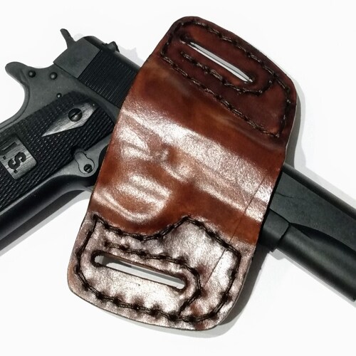 1911 Leather Holster Open Carry OWB Canted Pancake Holster Etsy