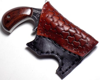 NAA Pocket Holster, .22 Magnum, North American Arms, Concealed Carry, Tooled Leather, Ambidextrous