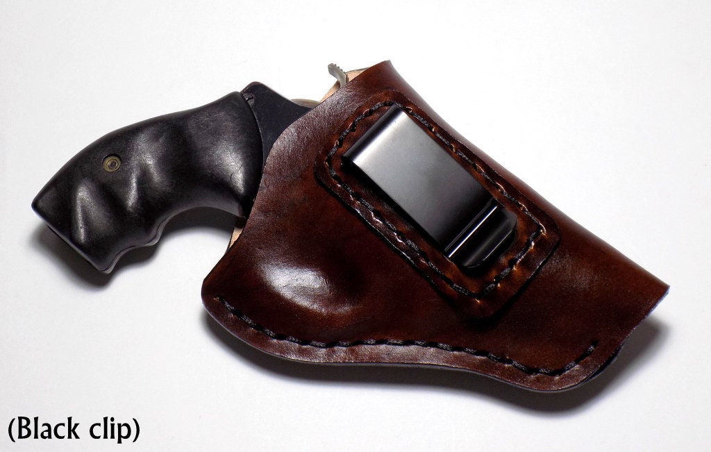 Smith & Wesson Leather Holster, J Frame Brown Concealed or Open Carry with Belt Clip, Right or Left Handed