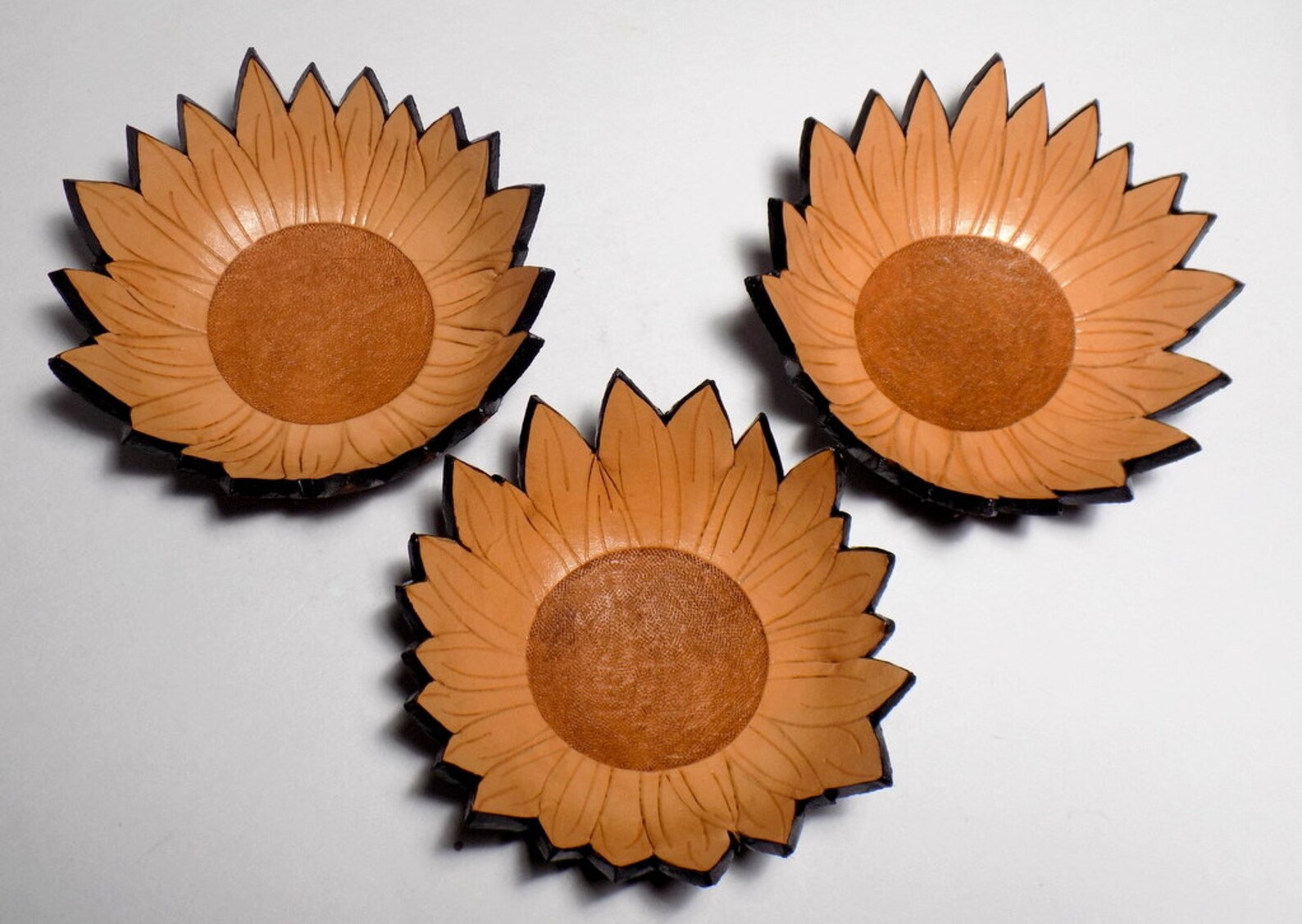 Leather Sunflower Ring Dish Boho Floral Jewelry Bowl Etsy