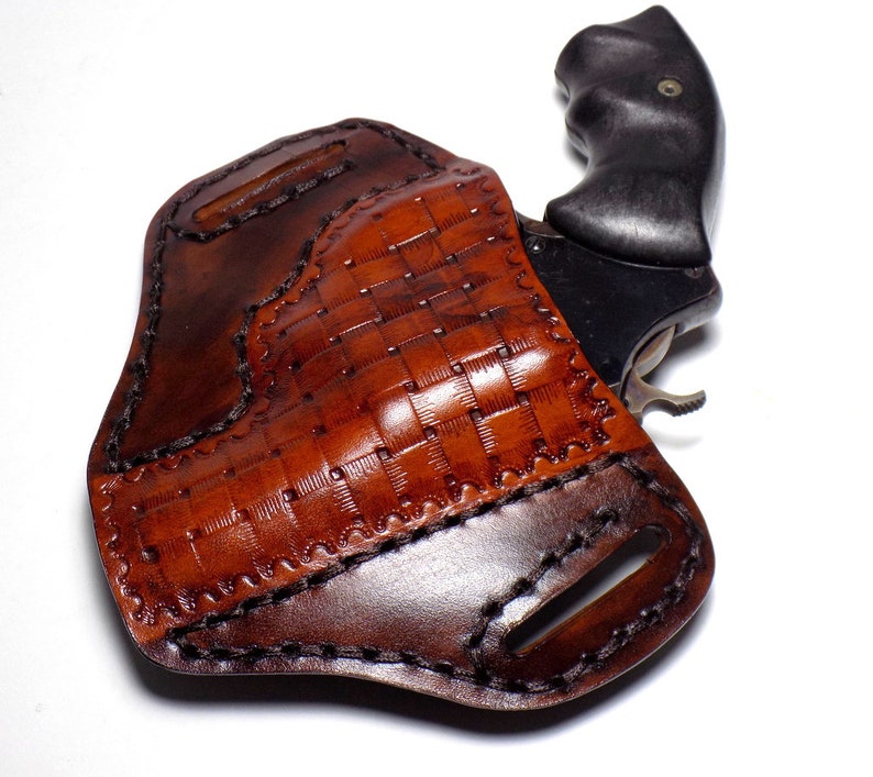 S&W Leather J Frame Holster Open Carry Brown OWB Pancake Etsy