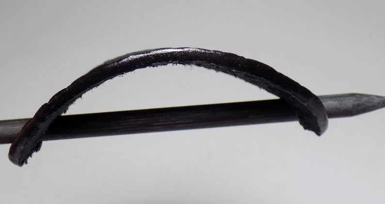 Geometric Leather Barrette Black Tooled Leather Oval Hair Slide Wooden Hair Stick
