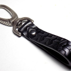 Ouroboros Snake Carabiner Keychain Black Geometric Leather - Etsy