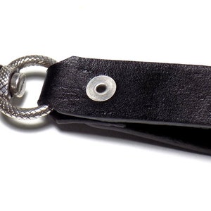 Leather Ouroboros Snake Boho Keychain, Black Belt Clip Lanyard Key Fob image 4