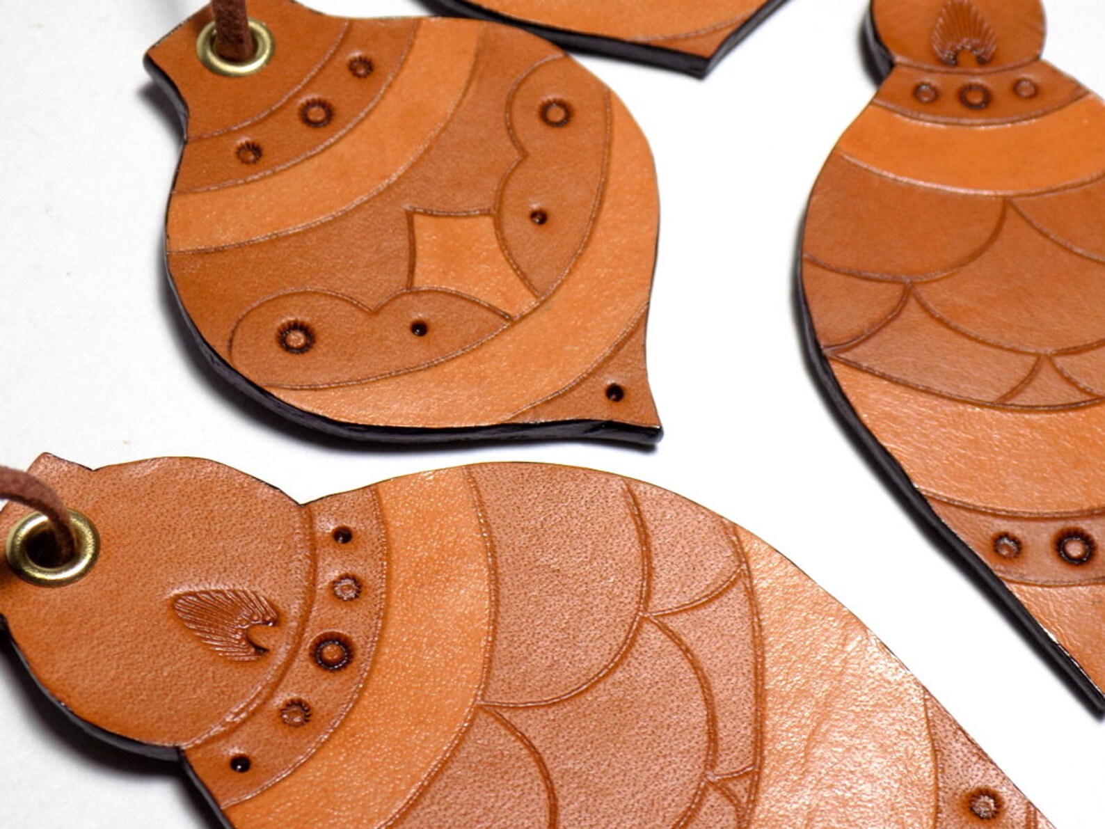 Retro Leather Ornaments Set of 6 Rustic Neutral Christmas Etsy UK