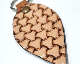 Tri Weave Brown Leather Keychain, Ready to Ship
