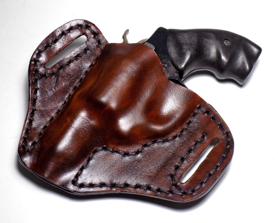 S&W Leather J Frame Holster Open Carry Brown OWB Pancake Etsy