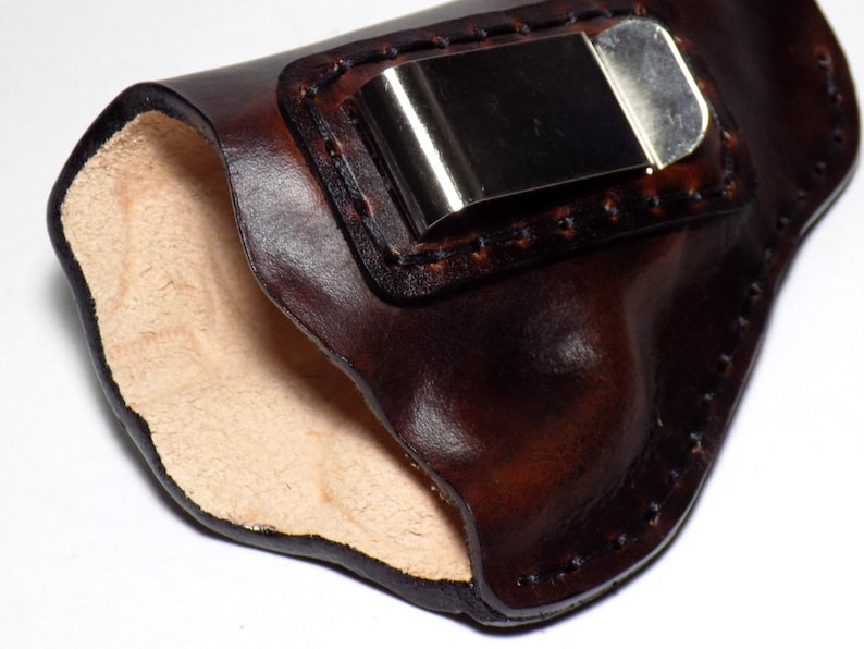 Smith & Wesson Leather Holster, J Frame Brown Concealed or Open Carry with Belt Clip, Right or Left Handed image 6