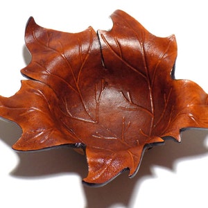 Leder Herbst Blatt Schüssel, Braun Ahornblatt Catchall, Herbst Dekor