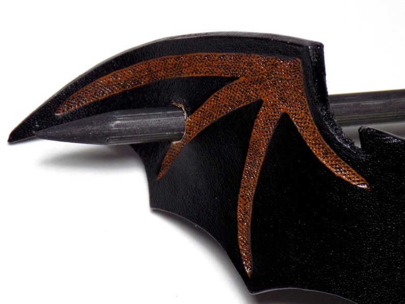 Leather Bat Barrette, Black Bat Hair Slide, Wooden Hair Stick, Halloween pin image 6