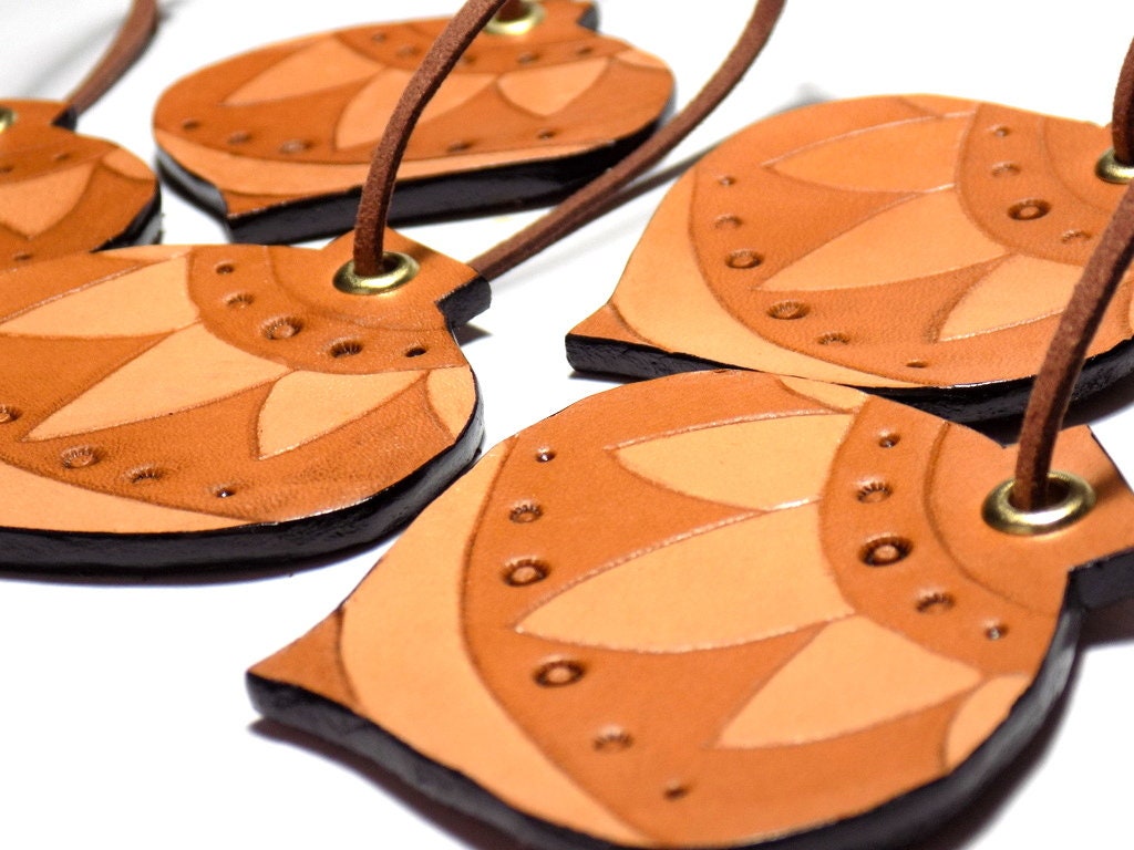 Retro Leather Ornaments Set of 5 Christmas Tree Finial Etsy