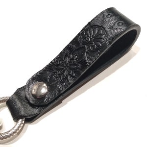 Leather Ouroboros Snake Boho Keychain, Black Belt Clip Lanyard Key Fob image 7
