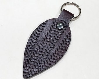 Dark Brown Leather Keychain, Ready to Ship