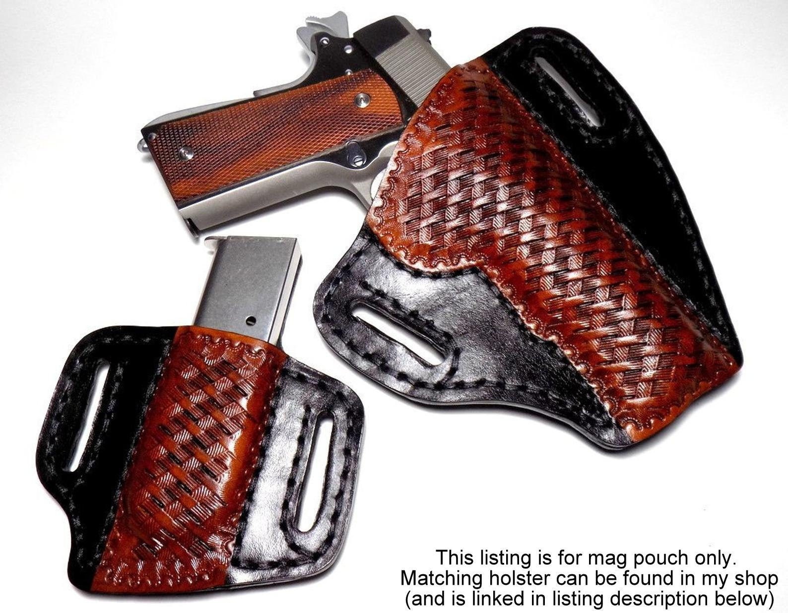 Leather 1911 Magazine Pouch Open Carry OWB Canted Mag - Etsy