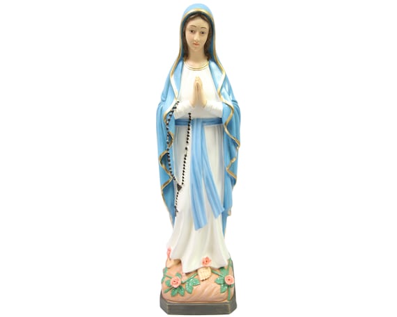 Vittoria Collection 6.25 Inch Our Lady of Lourdes Virgin Mary Mother Italian Statue Sculpture Figurine Made in Italy Hand Painted