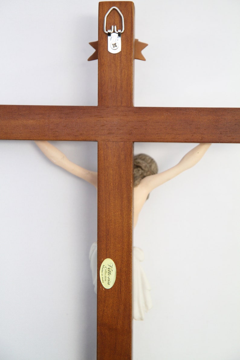 17 Wall Crucifix Jesus With Wood Cross Italian Statue Etsy