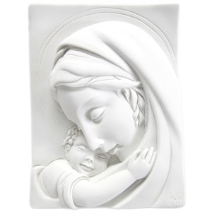 9.5 Inch Virgin Mary Mother Holding Infant Baby Jesus Wall Hanging Plate Statue Vittoria Collection Made in Italy