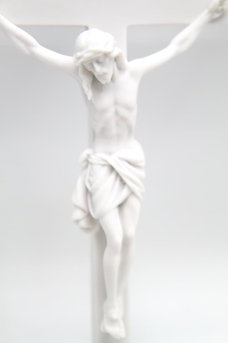 10 Wall Crucifix Cross Jesus White Stone Corpus Italian Etsy