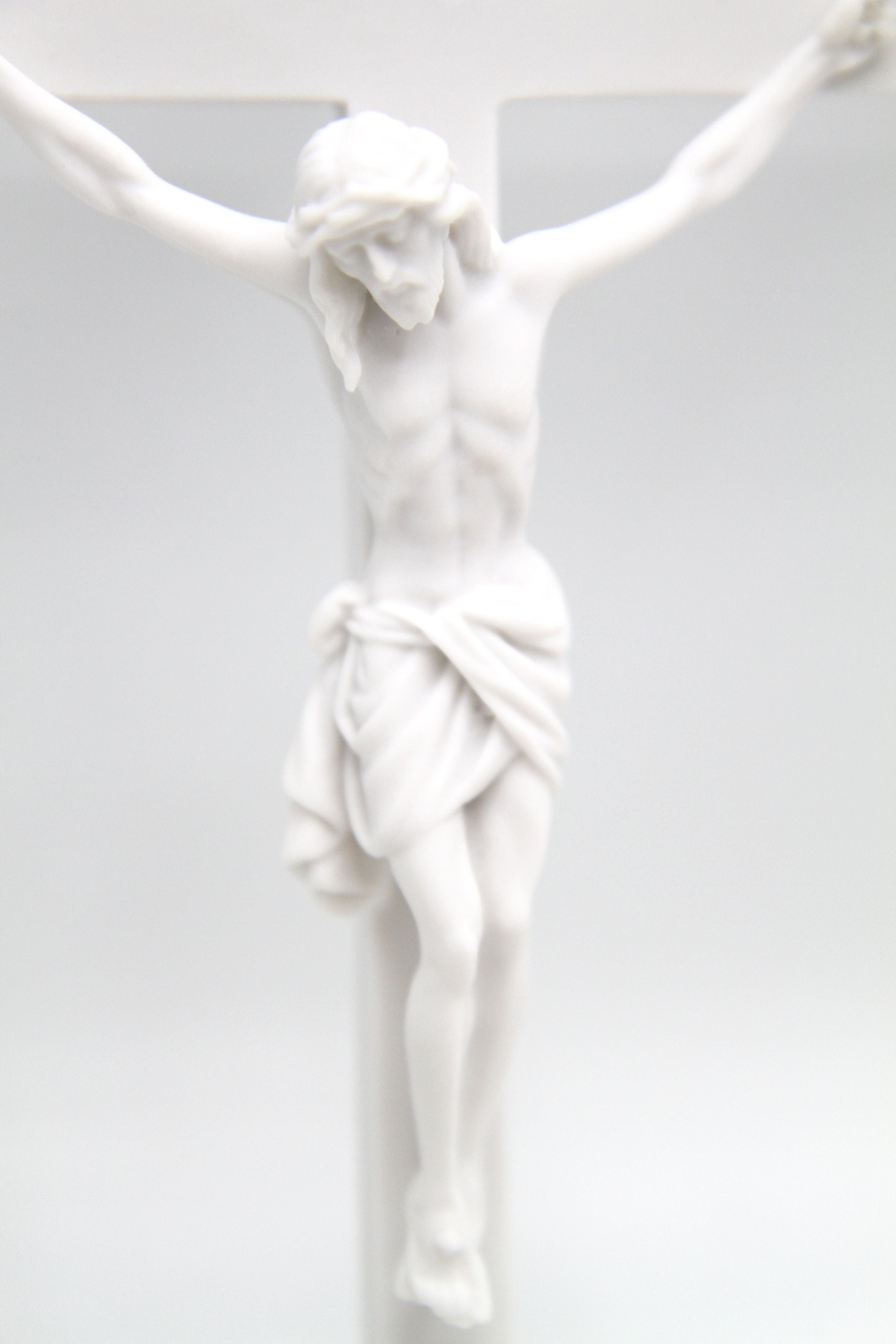 10 Wall Crucifix Cross Jesus White Stone Corpus Italian Etsy