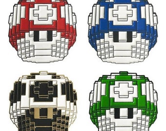 Mushroom Pin Red Vuitbits Seta Roja 1life Plus Mario Bros Super Nintendo SNES 8bits Pixelart 3DPixel Pixel