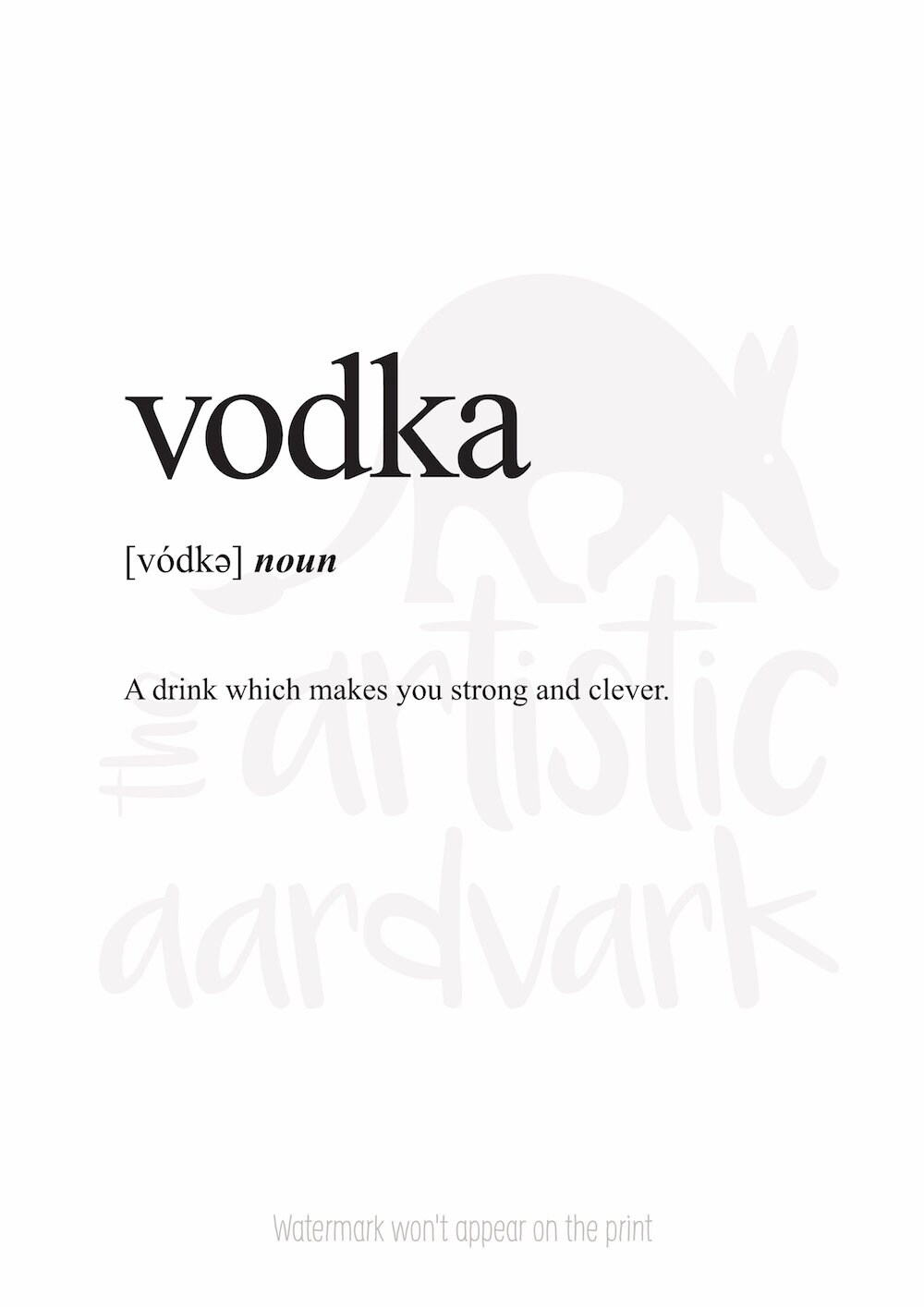 Vodka Definition Print Definition Poster Word Meaning Print Etsy