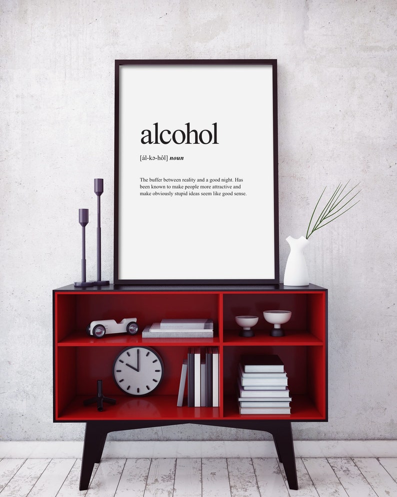Alcohol Definition Print Definition Poster Word Meaning - Etsy