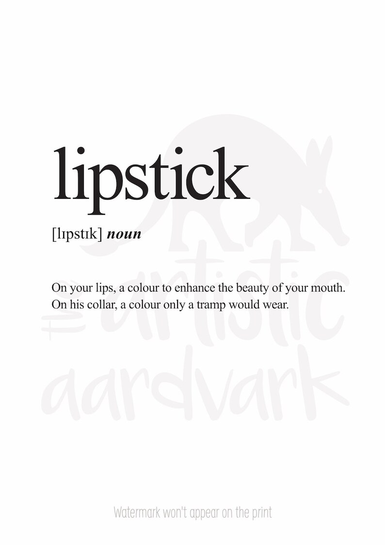 Lipstick Definition Print Definition Poster Word Meaning Etsy