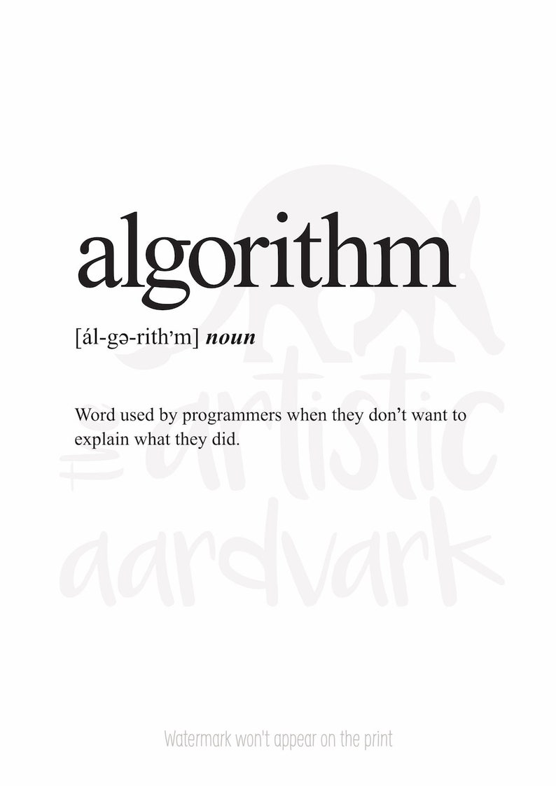 Algorithm definition print definition poster word meaning etsy
