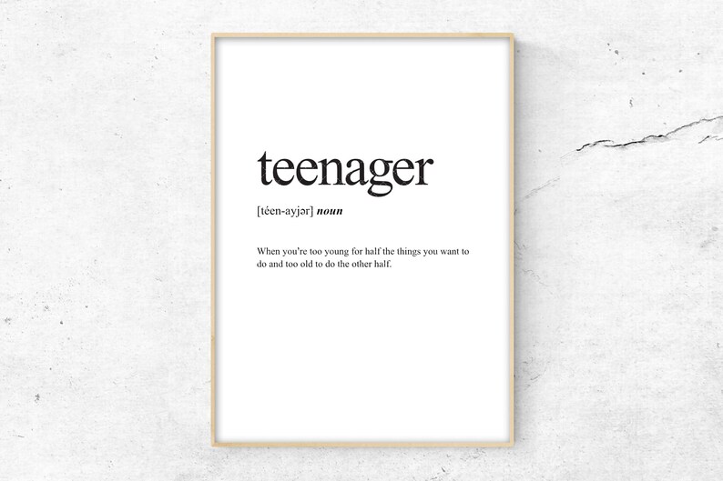 Teenager Definition Print Definition Poster Word Meaning  Etsy UK