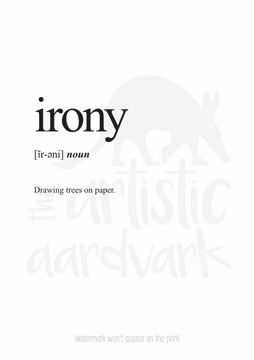 Irony Definition Print Definition Poster Word Meaning Print Etsy