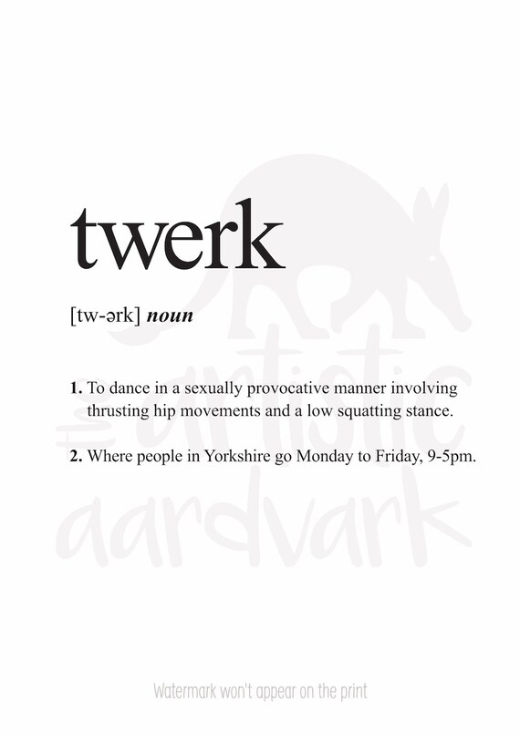 Twerk Definition Print Definition Poster Word Meaning Print Etsy