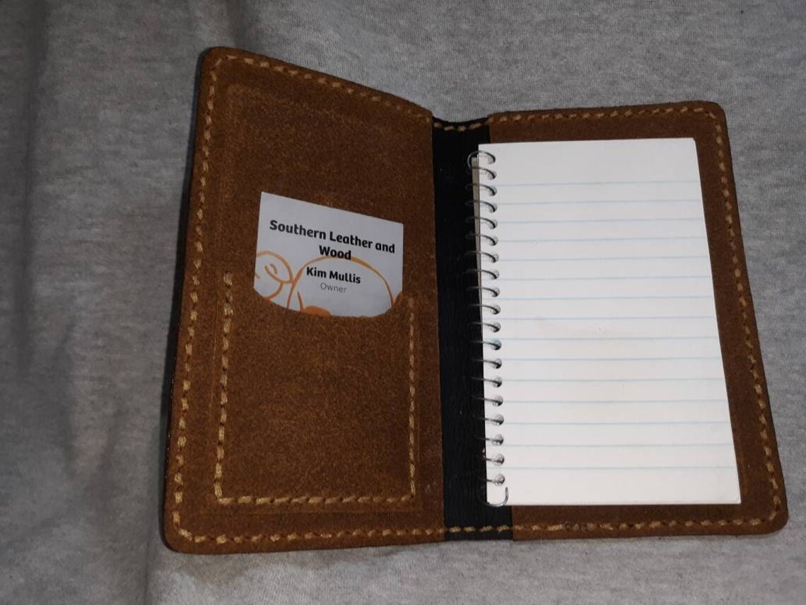 Genuine leather 3x5 Notepad cover with pad. And business card Etsy