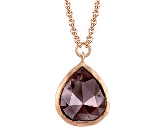 Sexy Rustic Diamond Pendant - Red Diamond Pendant in Rose Gold for that Special Someone