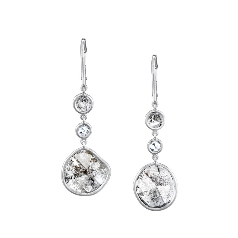 18k White Gold Portraiture Diamond Dangle Earrings A Great Gift for Her on Your Anniversary image 1
